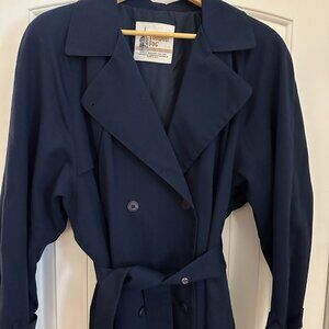 Vintage 80's London Fog Navy Women's Trench Coat size 14 Reg